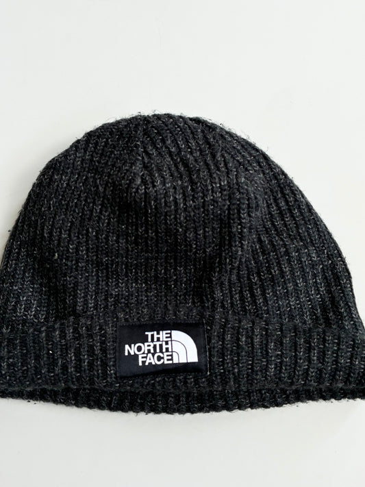 Vintage The North Face Black Fisherman Ribbed Beanie (H-9 inches/W-22)