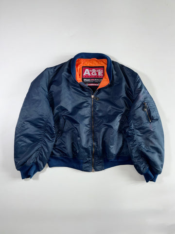 The Blue Age Carrera MA-1 Flight Bomber Jacket – Navy/Orange (3XL)