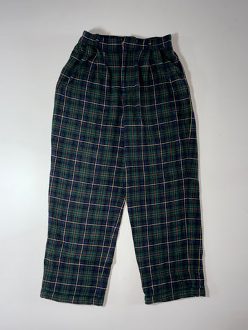 Polo Ralph Lauren | Navy Green Tartan Plaid Wool Trousers | (W:28) (L:40)