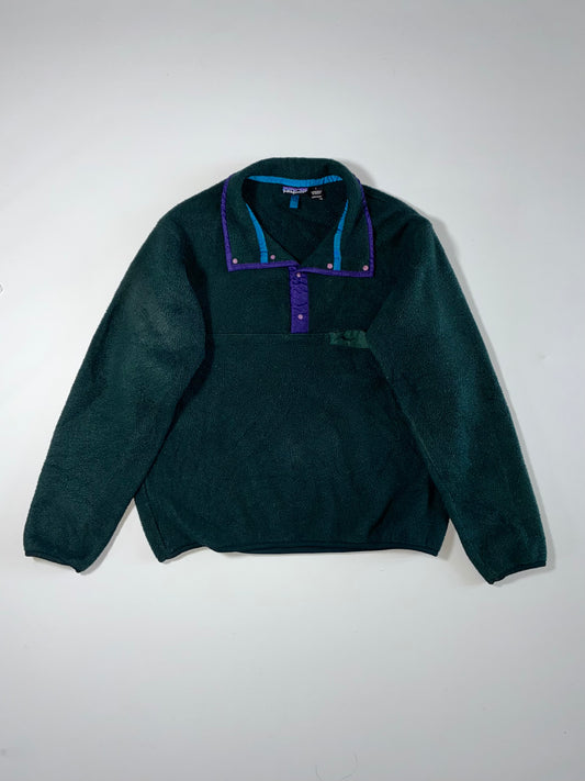 Patagonia | Vintage 90s Synchilla Snap-T Fleece – Forest Green Purple Trim (L)