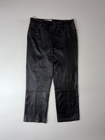 Vintage Otello Outdoor Sports Black Leather Straight Pants (W:36) (L:40)