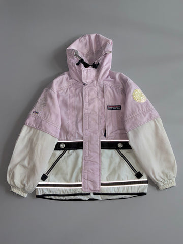 Club Descente Active Snow Gear Colorblock Ski Jacket Lilac & Cream Hooded Winter Coat (XXL)