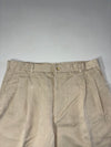 Vintage Big Train Beige Pleated Trousers (W:36) (L:39)