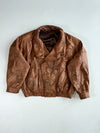 Vintage Tan Brown Leather Oversized Bomber Jacket (2XL)
