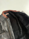 Batani Sports Black Leather Jacket (Brown Collar/Pocket (L/XL)
