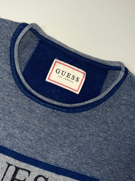 Guess USA Triangle Logo Knit Sweater – Blue Grey (M)