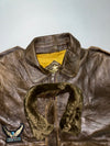 Vintage Shih Ghia Brown Leather Bomber Jacket with Detachable Fur Collar, Made in Spain (M/L)