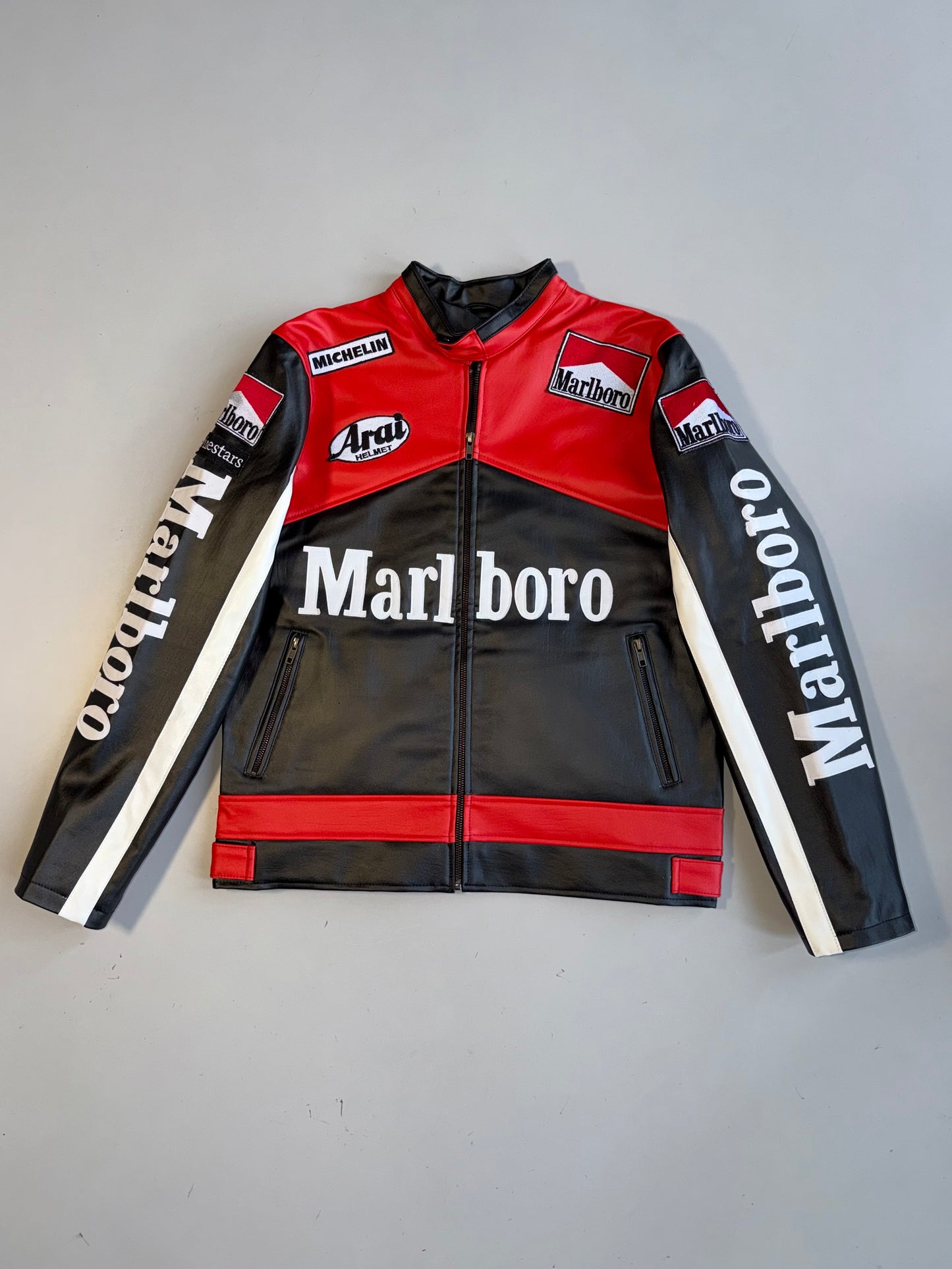 !                          Ultra Premium Marlboro Brand New Leather Racing Jacket (S/M)