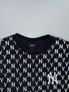MLB New York Yankees NY Monogram All-Over Print Oversized Black T-Shirt (M)