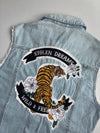 Bershka Light Wash Distressed Denim Vest – Vintage Patches | (S)