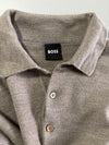 Hugo Boss Merino Wool Knit Polo Sweater – Taupe Melange (L/XL)