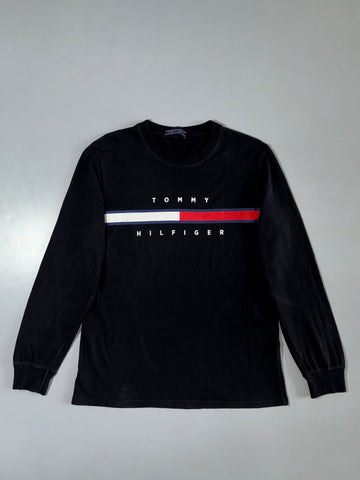 Tommy Hilfiger Flag Logo Long Sleeve Tee – Black (M)