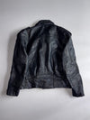 Vintage | Black Leather Belted Biker Jacket, Red Lining (S)