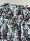 Karv Teal Plaid Western Pearl Snap Shirt with Eagle Print (M)