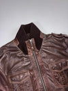 Gipsy Germany Brown Leather Ribbed-Collar Bomber Jacket (L/M)