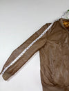 Vintage Brown Leather Bomber Jacket With Ribbed Collar (XL)