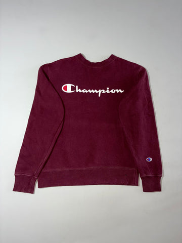 Champion Classic Script Logo Crewneck Sweatshirt – Burgundy (S)