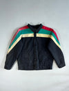 Beachflame Washed Black Canvas Jacket – Pink, Teal & Cream Chevron Stripes (L/XL)