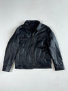 Society Team Black Leather Zip-Up Collared Jacket – Quilted Lining (XL)