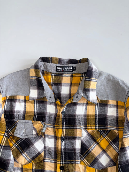 Big Train Osaka Contrast Shoulder Panel Flannel Shirt (L)