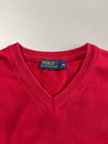 Polo Ralph Lauren Red V-Neck Cotton Knit Sweater – (L)