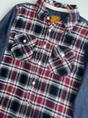 Edwin Blue Trail Plaid Flannel Shirt with Denim Sleeves (M)