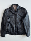 Vintage Genuine Leather Bomber Jacket with Epaulettes (S)