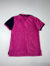 Tommy Hilfiger Pink & Navy Colour Block Crest Polo T-Shirt – New York 85 – Slim Fit – (L)