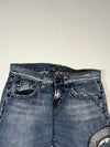 Vintage Guess Blue Embroidered Distressed Denim Jeans (W:30) (L:35)