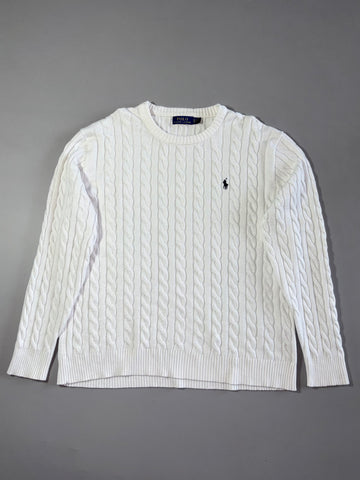 Polo Ralph Lauren White Cable Knit Crewneck Sweater – (2XL)