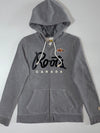 Roots Canada Zip-Up Hoodie – Grey, beaver patch + printed logo, (S)