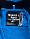 Vintage Superdry Black Blue Hooded Windcheater Jacket (2XL)