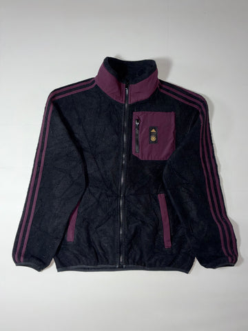 Adidas Germany Sherpa Fleece Full Zip Jacket Black Maroon (L)