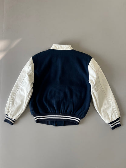 ZSuper Premium Minimal Varsity Jacket Original Leather Sleeves (M)