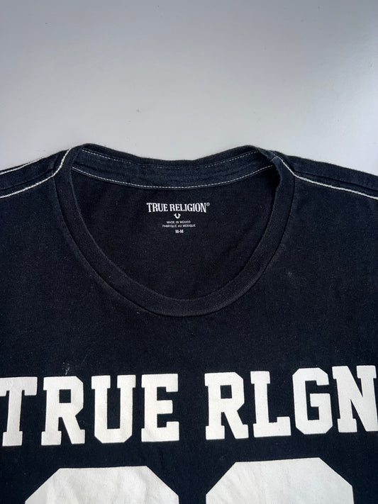 Vintage True Religion Men's Black '02' Graphic T-Shirt (M)