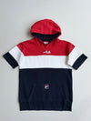 Fila | Red White Navy Colorblock Short Sleeve Hoodie | (S)
