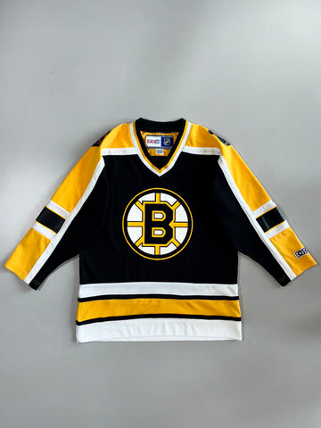 CCM NHL Official Licensed Boston Bruins Classic Black Gold White Spoked-B Hockey Jersey (M)