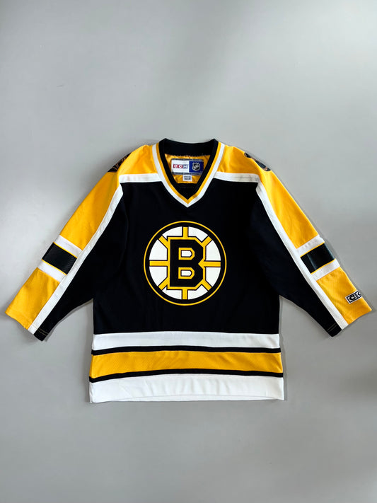 CCM NHL Official Licensed Boston Bruins Classic Black Gold White Spoked-B Hockey Jersey (M)