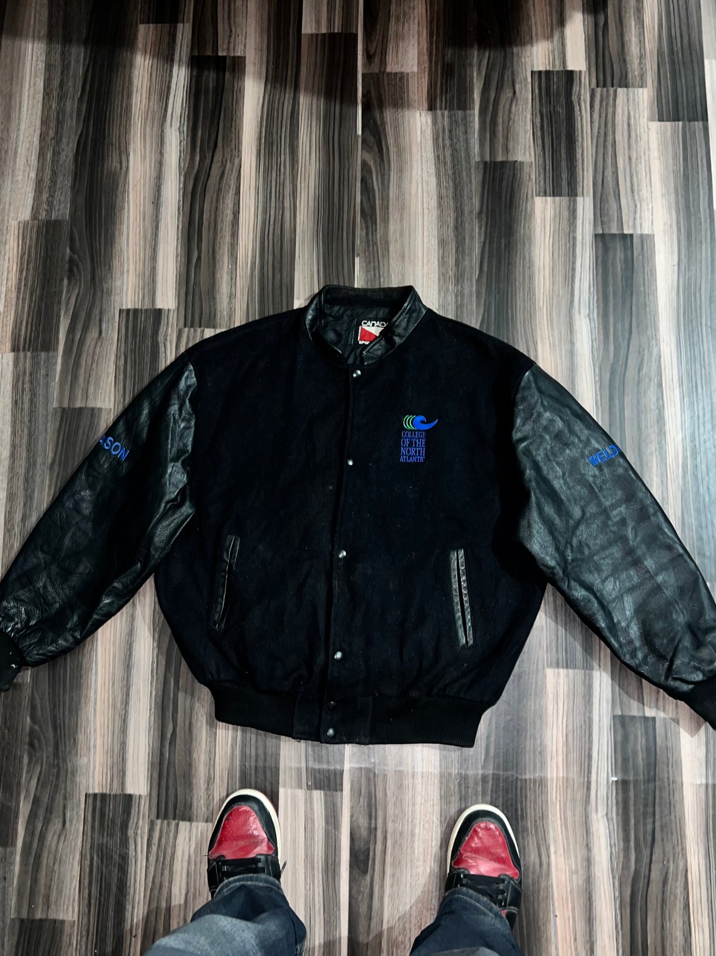 ZPremium Leather Sleeve Jacket Varsity Jacket (XL/2XL)