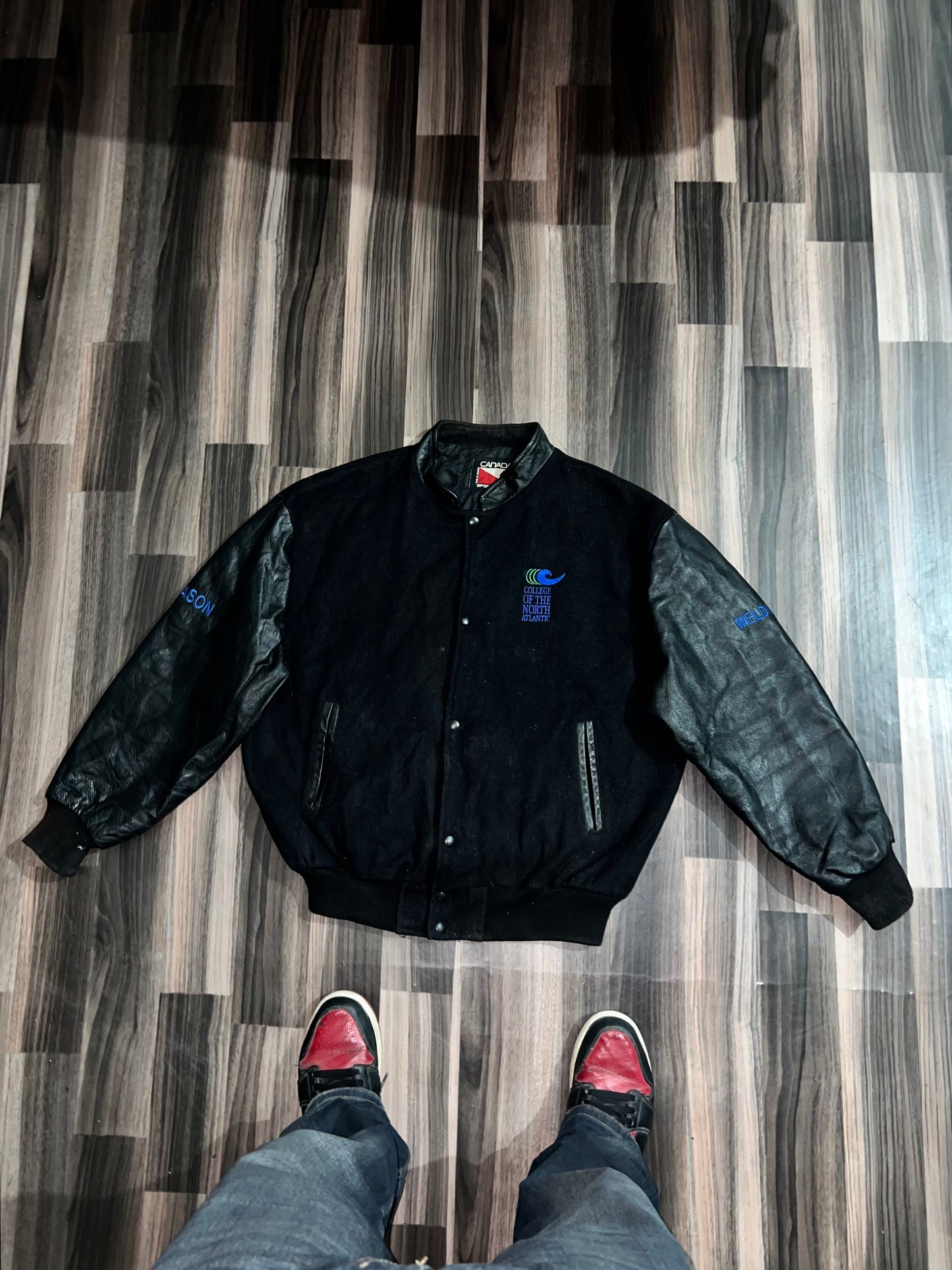 ZPremium Leather Sleeve Jacket Varsity Jacket (XL/2XL)