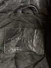 Vintage Black Leather Café Racer Jacket with Buckle Strap Collar & Side Waist Adjusters (L)