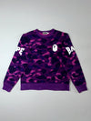 A Bathing Ape (BAPE) Purple Camo “World Gone Mad” Crewneck Sweatshirt (L)