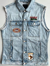 Bershka Light Wash Distressed Denim Vest – Vintage Patches | (S)
