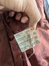 Vintage Burgundy Leather Zip Bomber with Piping & Epaulettes, Made in Spain, (S)