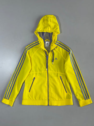 Adidas Yellow Striped Hooded Windbreaker (S)