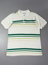 Y2K Adidas White Green Striped Polo T-Shirt (L)