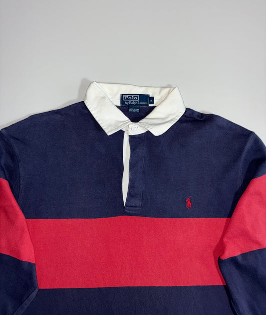 Polo by Ralph Lauren Rugby Shirt – Navy/Red Colorblock, White Collar (XL)