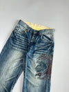 Authentic Tailored Denim Dragon Graphic Embroidered Straight Jeans (w- 28)