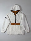 Le Coq Sportif Sherpa Fleece Half-Zip Anorak – White/Tan, Hooded, (M)