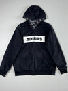 Adidas Camo All-Over Print Full-Zip Hoodie — Grey Black Digital Camouflage Streetwear (L)
